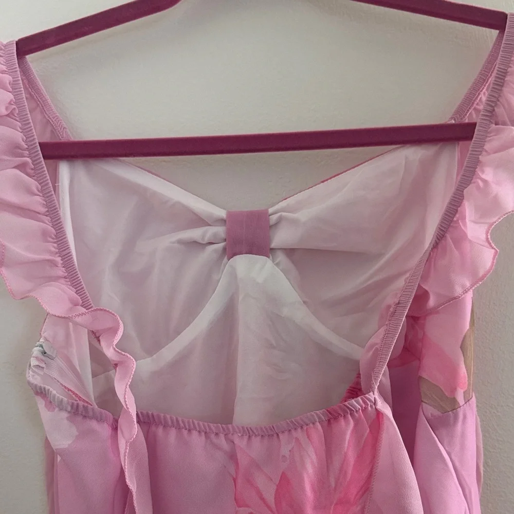Pink Floral Ruffle Strap Top - Picture 15 of 16